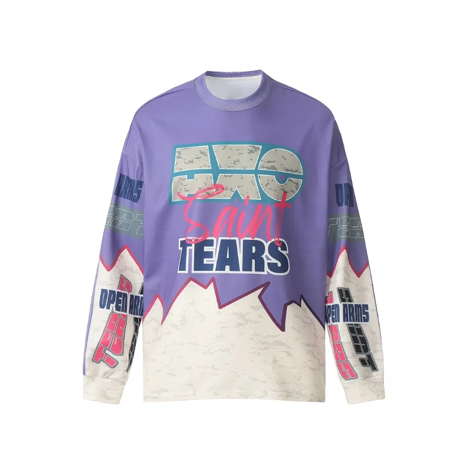 Saint michael tears all-over printed long-sleeved vintage autumn and winter T-shirt Style number: 111 Size: M L XL Wholesale price: 136 Color: black blue